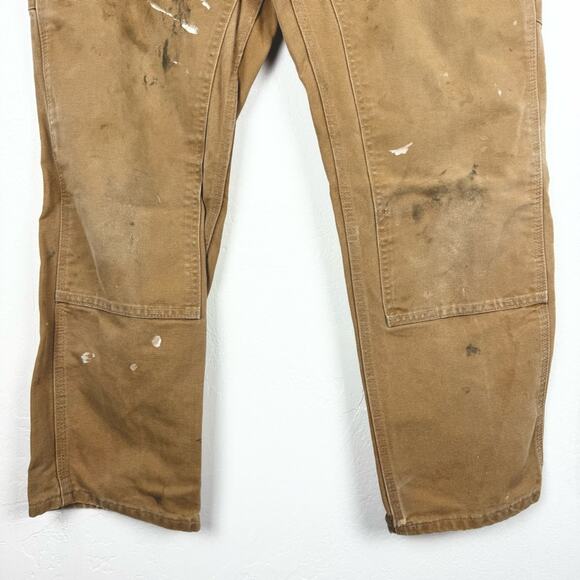 Carhartt Thrashed Destroyed B01 BRN Double Knee Carpenter Jeans Tan Size 31x30 - Picture 6 of 11